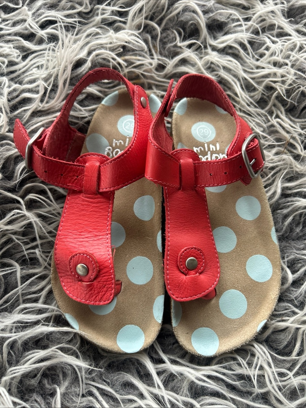 Mini Boden Red Orange Leather  Buckle Sandals Toddler 29 Or US 11 12.